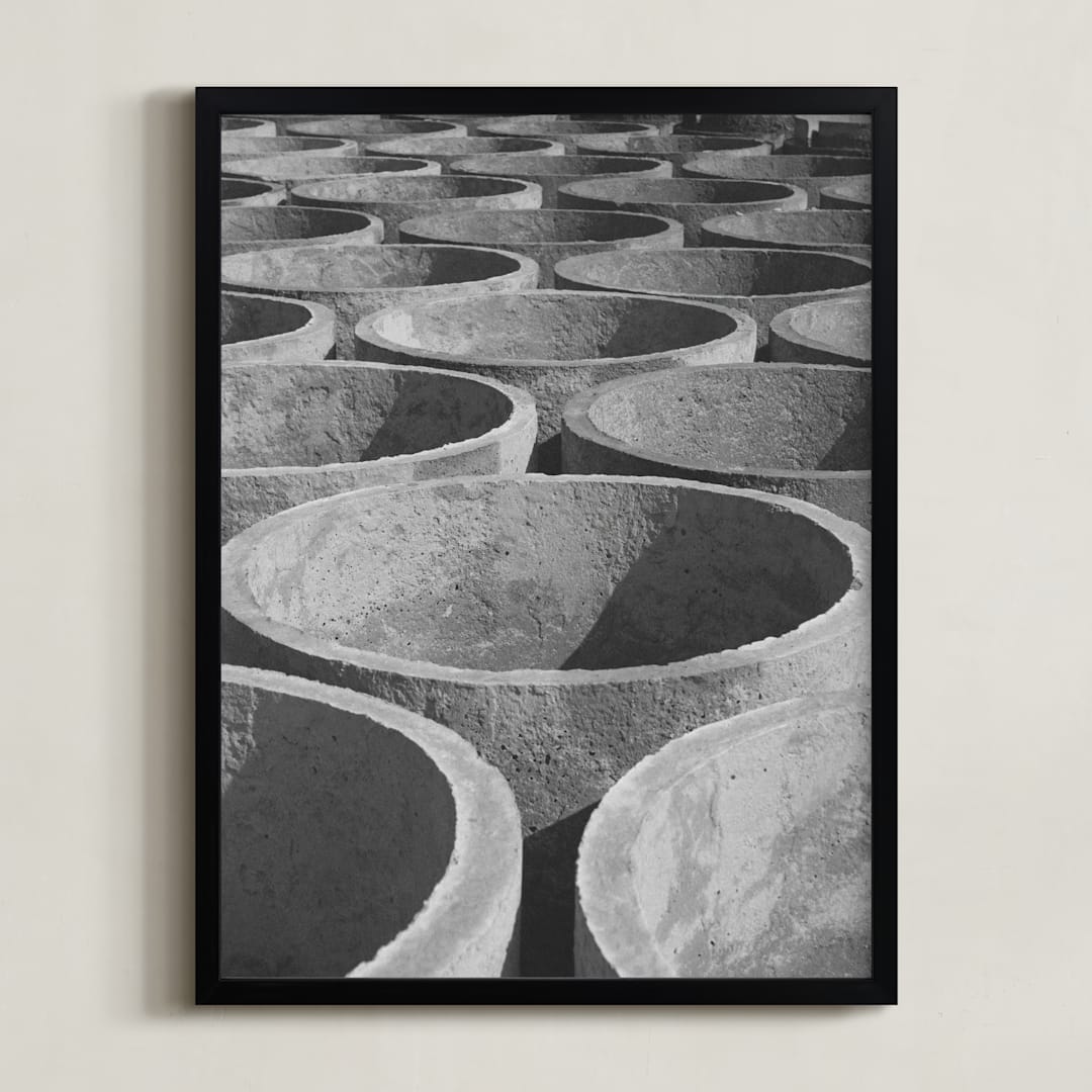 "concrete cylinders" - Art Print in Stone by Alaric Yanos - Framed