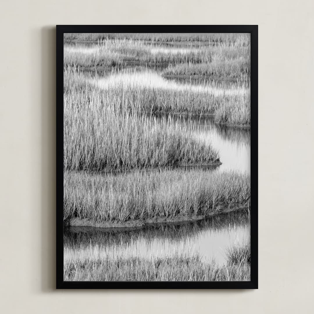 "Marshlands 1" - Art Print in Black & White by Elizabeth Pyle - Framed