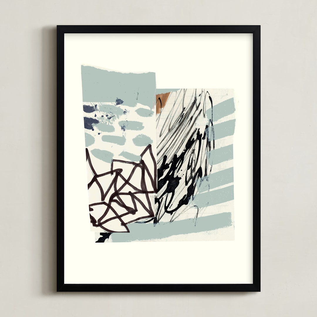 "Waterfall Assemblage" - Art Print in Waterfall Blue by Bethania Lima - Framed