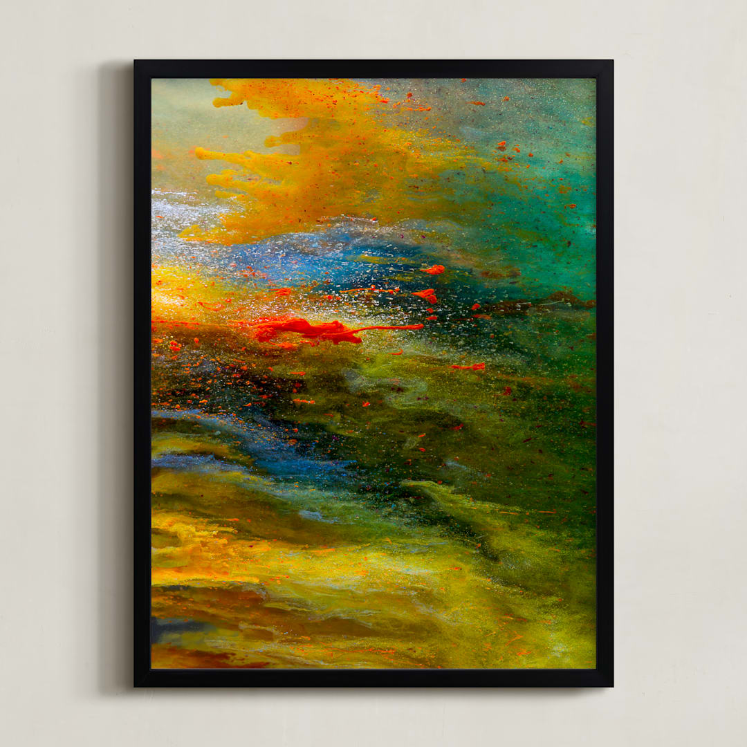 "Aerial Views" - Art Print in Citrus by MGTeevan - Framed