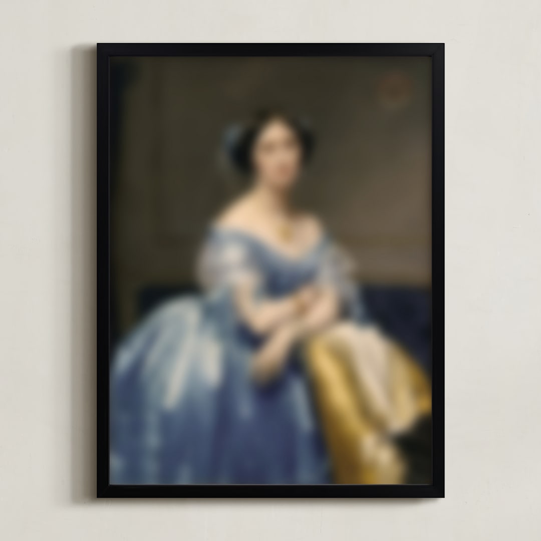 "Lady in Blue" - Art Print in azure by Claire - Framed