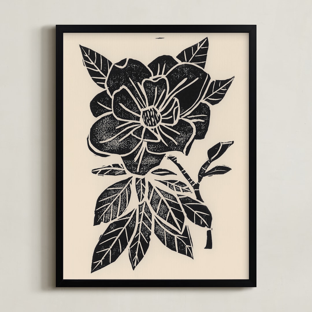 "Magnolia" - Art Print in Sand by Sherley Ferreira - Framed