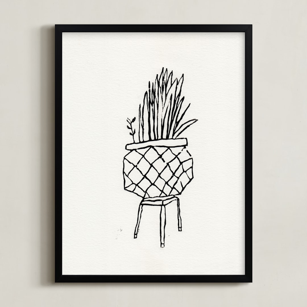 "Snake Plant" - Art Print in Soft Sand by Elliot Stokes - Framed