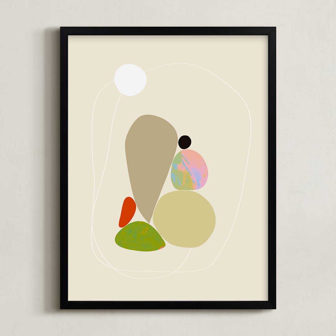 "Poetic Shapes 1" - Art Print in Fresh Linen by Dominique Vari - Framed