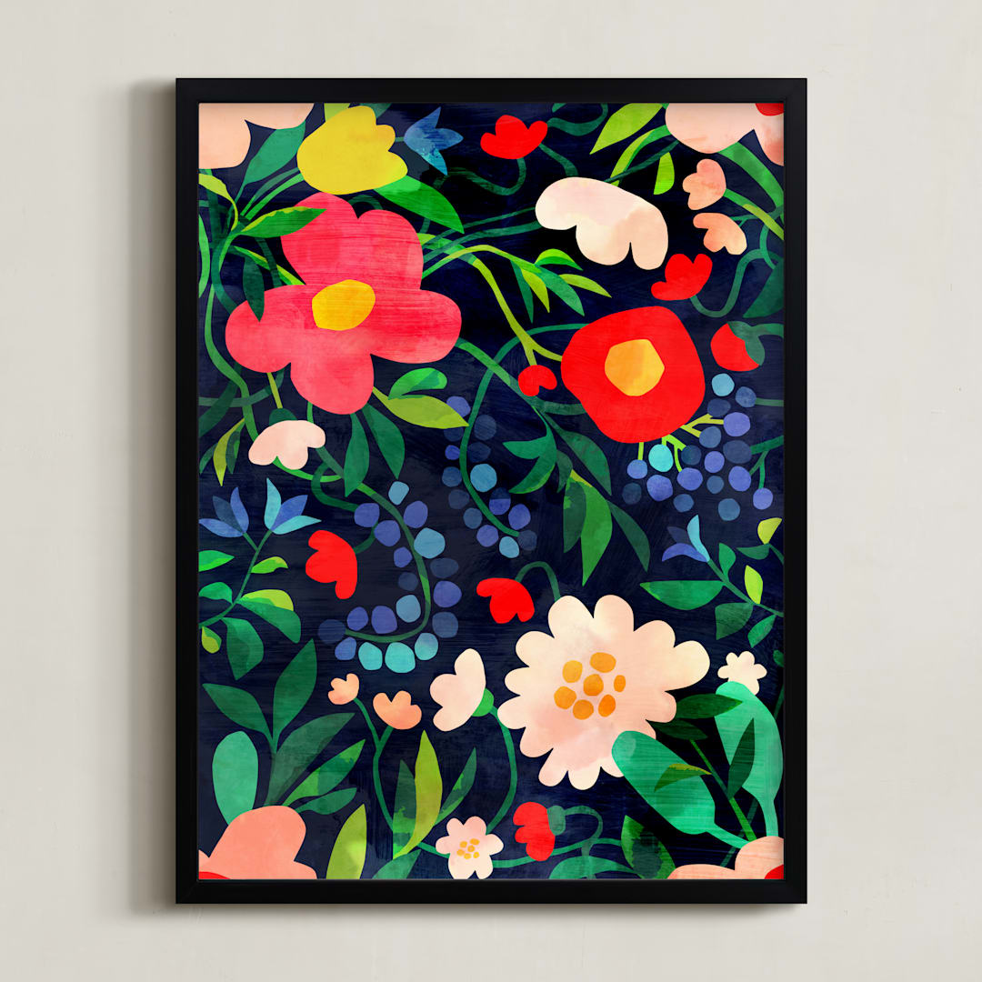 "Summer Flowers" - Art Print in Bouquet by Mojca Dolinar - Framed