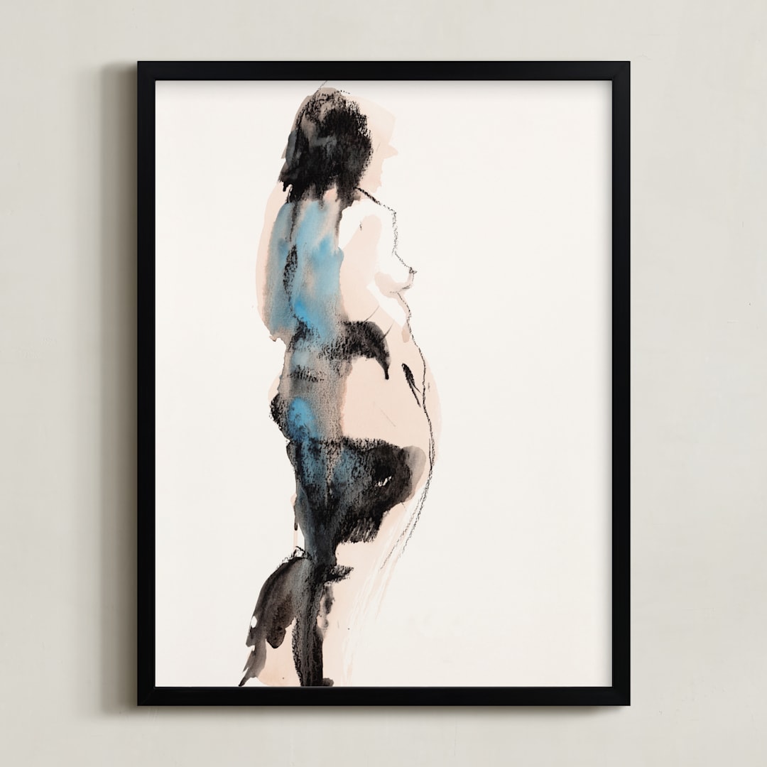 "Into the Distance" - Art Print in Aqua by Linda Mucha Karns - Framed