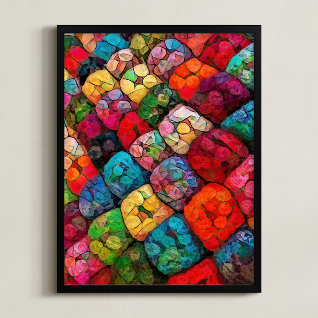 "Abstract Felted Wool II" - Art Print in Multi Golden by A MAZ Design - Framed