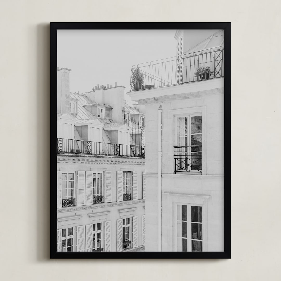 "Parisian Rooftops" - Art Print in French Gray by Lindsay Ferraris Photography - Framed