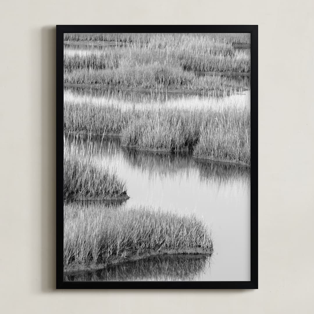 "Marshlands 2" - Art Print in Black & White by Elizabeth Pyle - Framed