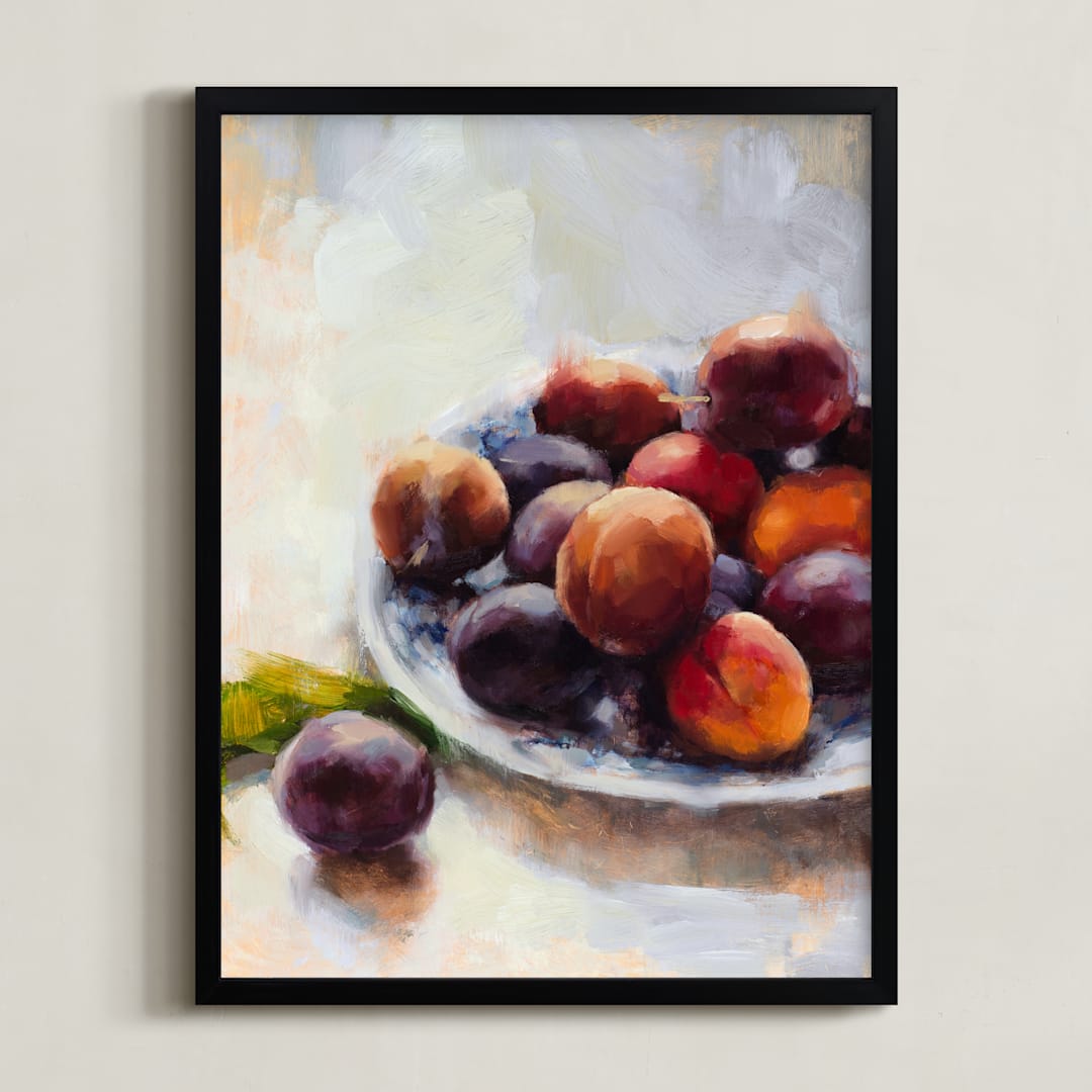 "Summer Plums" - Art Print in Plum by Wendy Keller - Framed