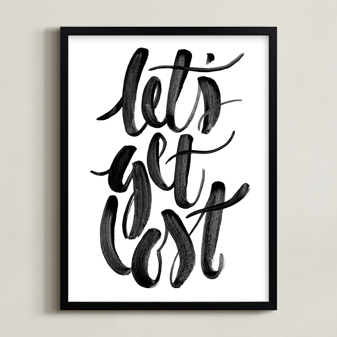 "Let's Get Lost" - Art Print in Painted Black by Sam Dubeau - Framed
