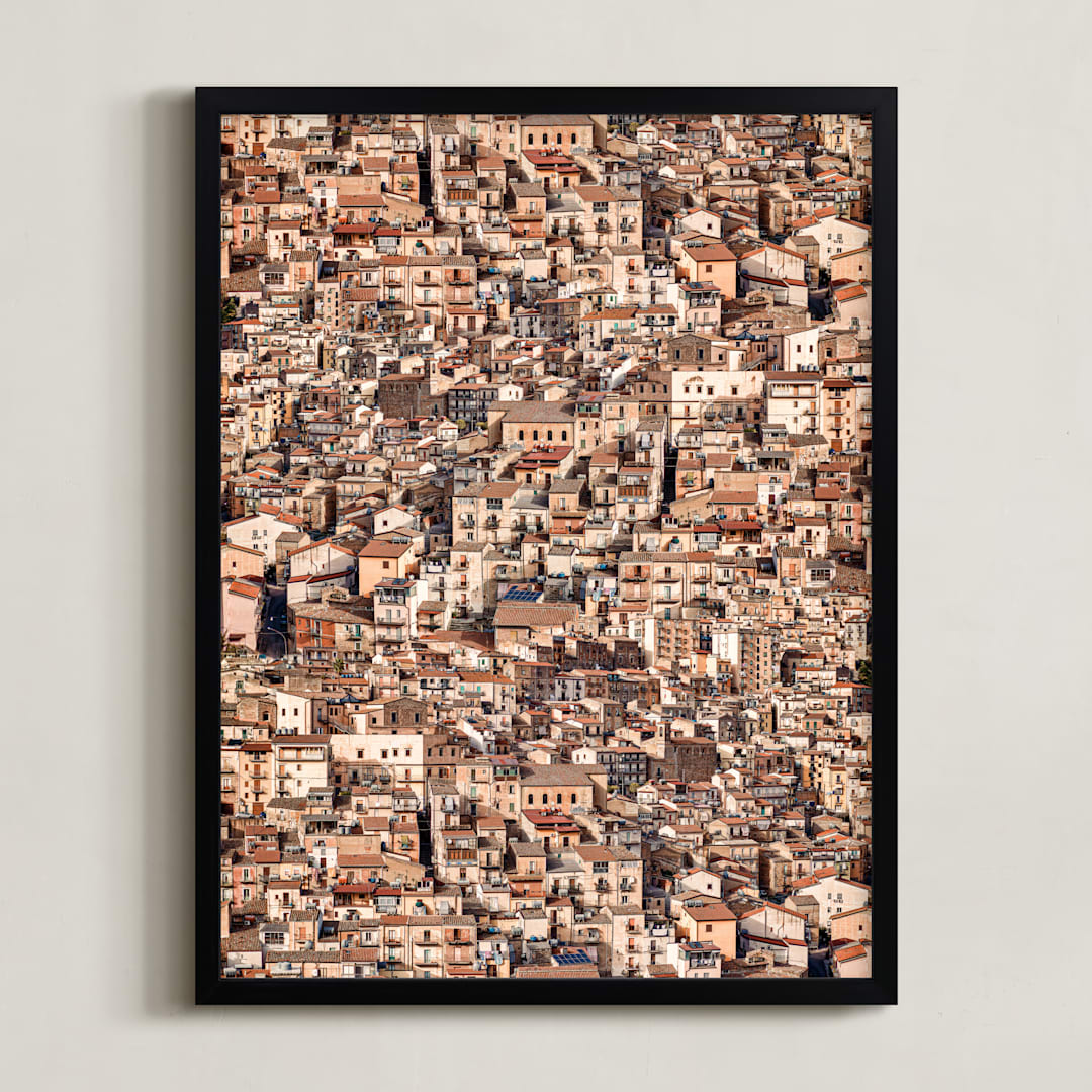 "Little Town" - Art Print in Mild Contrast by David Michuki - Framed