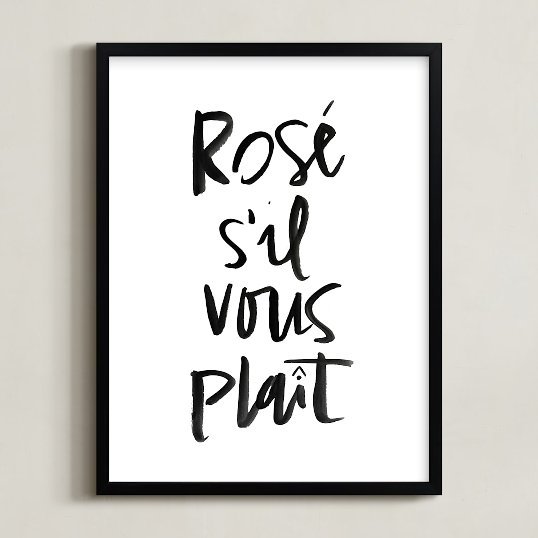 "Rosé S'il Vous Plaît" - Art Print in Snow by Annie Montgomery - Framed