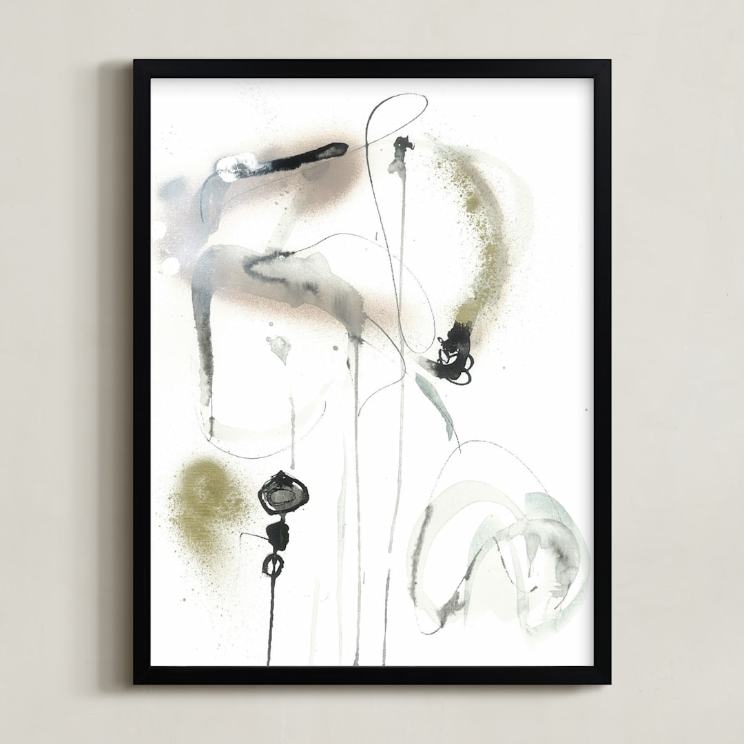 "quiet" - Art Print in inky black by ADRIENNE JACKSON - Framed