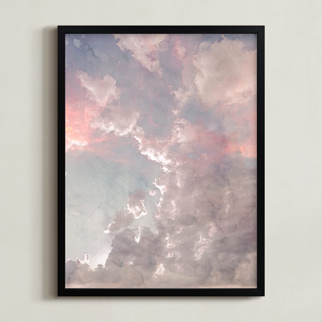"Candy Sky" - Art Print in Airy Blue by Emanuela Carratoni - Framed