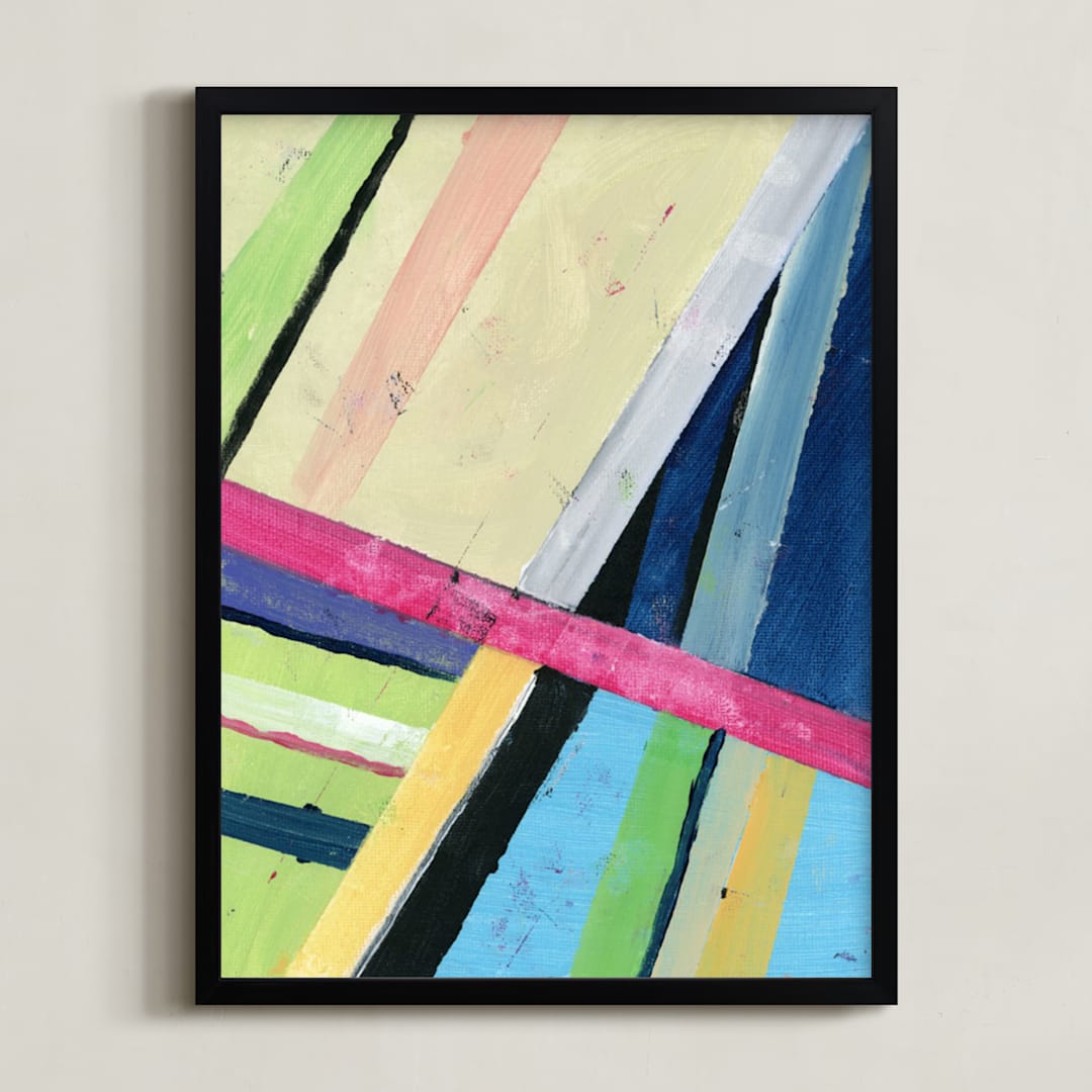 "Subway" - Art Print in Melon by Lindsay Megahed - Framed
