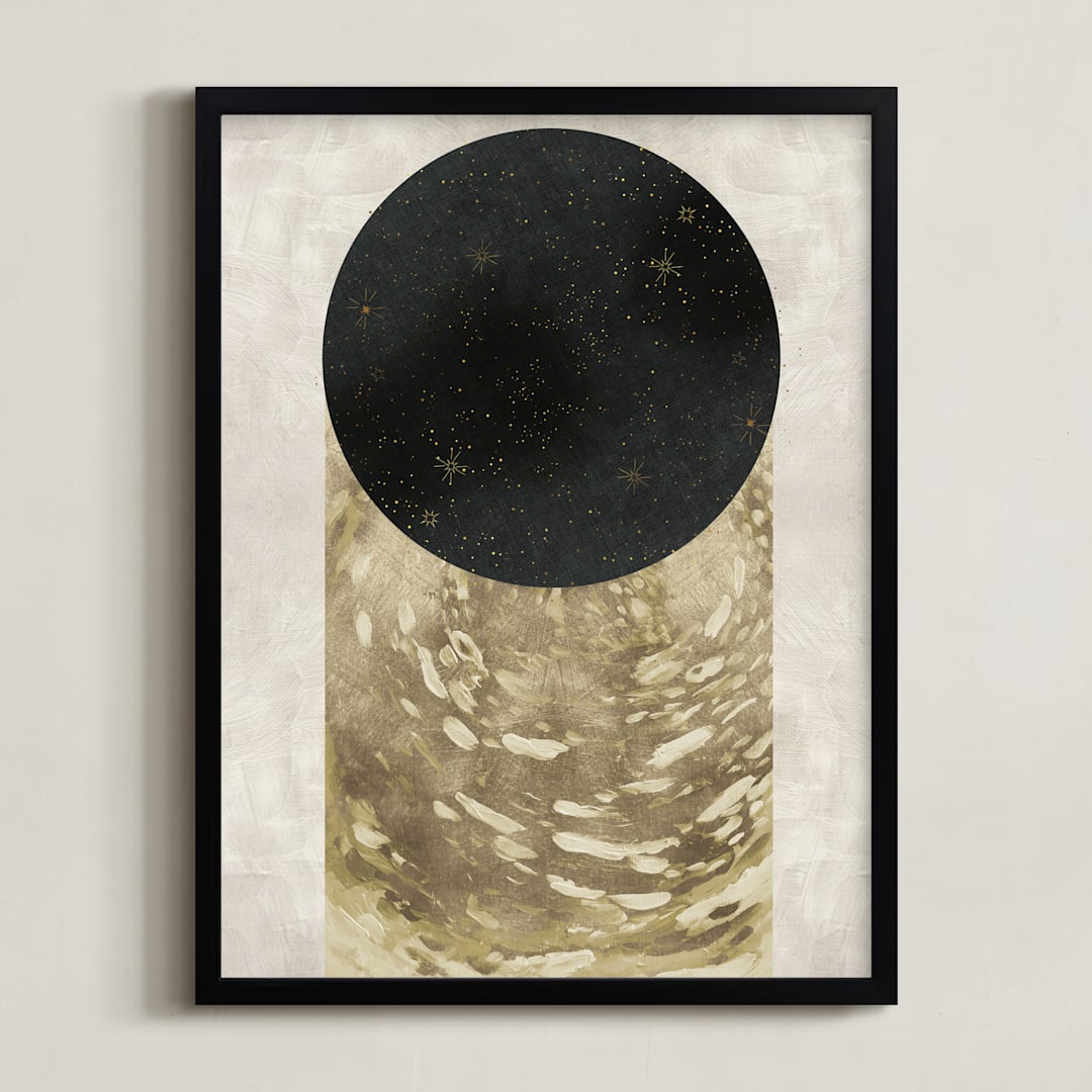 "Peep Hole" - Art Print in Antique Gold by Faiza Khan - Framed