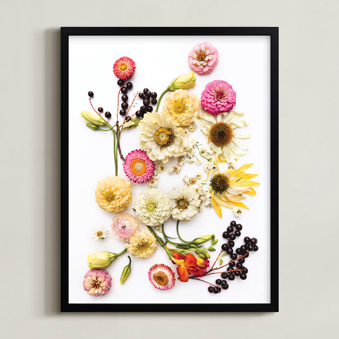 "Bloom Baby Bloom" - Art Print in Classic Rose by Theresa Bear - Framed