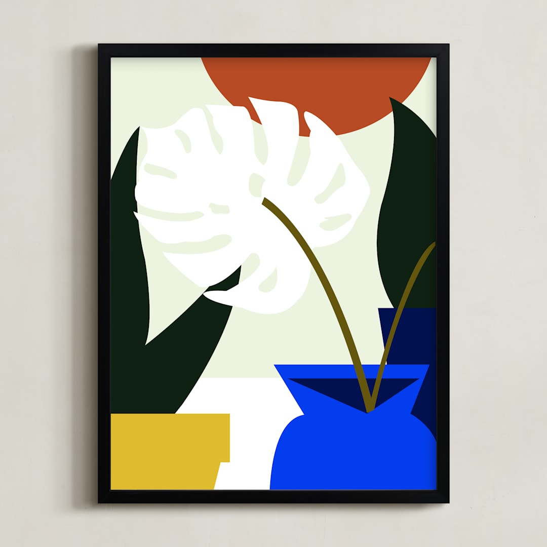 "Tropical Elements" - Art Print in Terracotta Blue by Jenna Skead - Framed