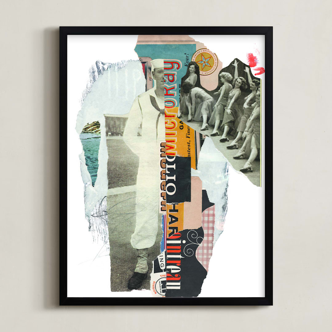"Chorus Line Arnold" - Art Print in Taupe by Misty Hughes - Framed