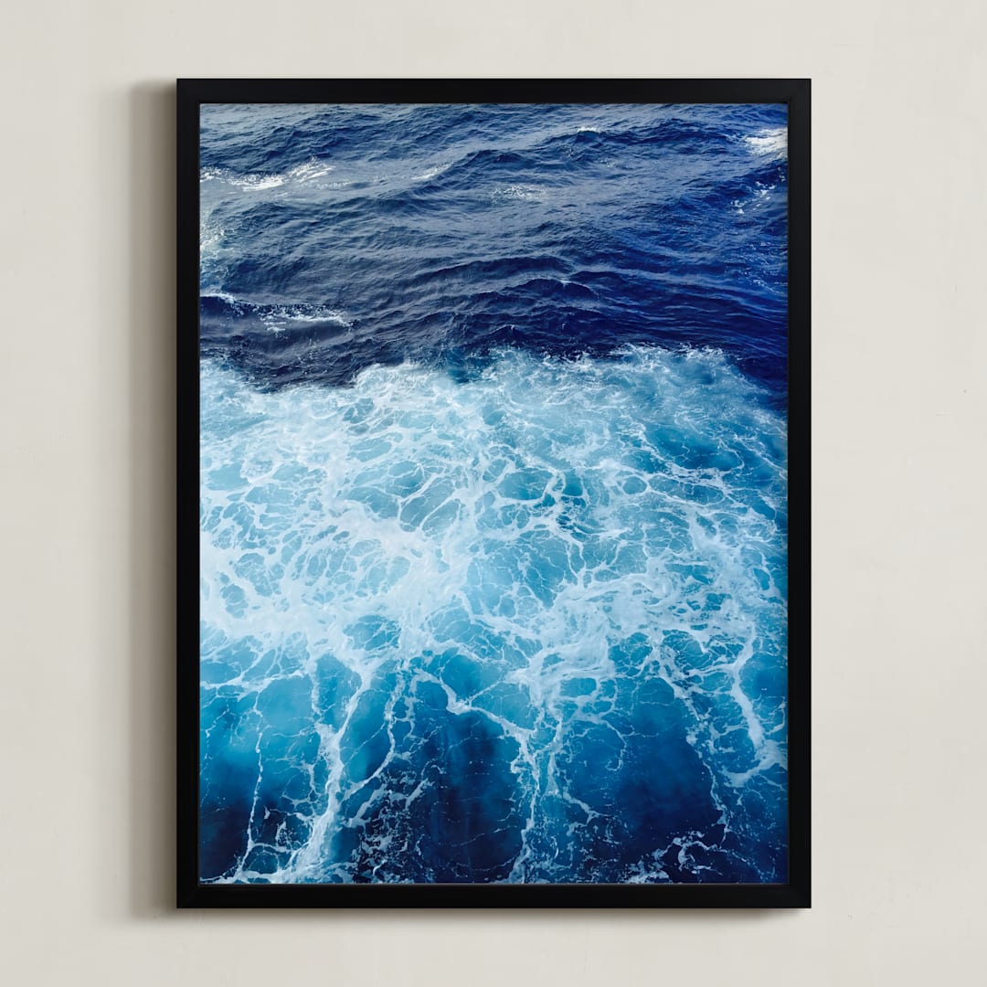 "Wavy Blue" - Art Print in Navy by Carole Crohan - CaroleeXpressions - Framed
