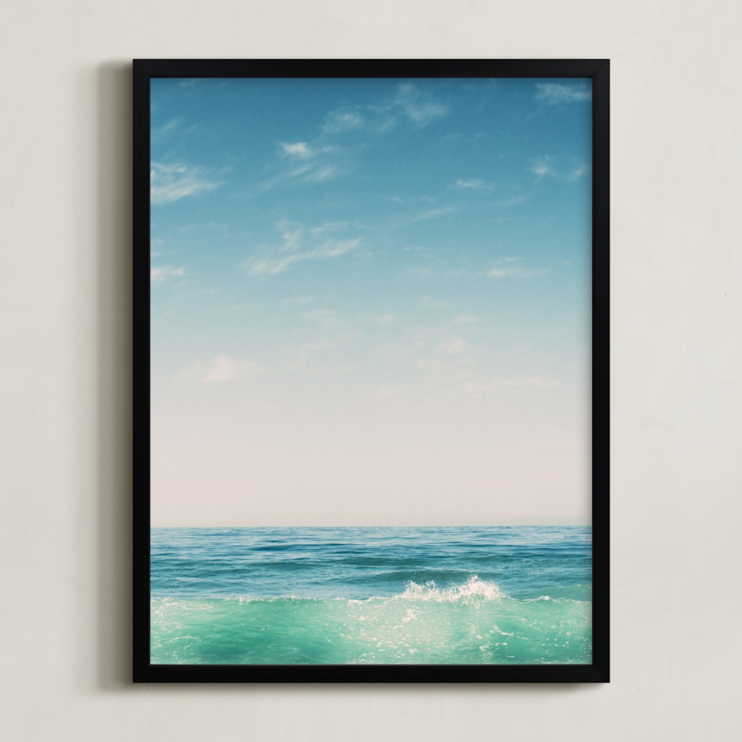 "Malibu Surf and Sky II" - Art Print in Fresh Blue by Kamala Nahas - Framed