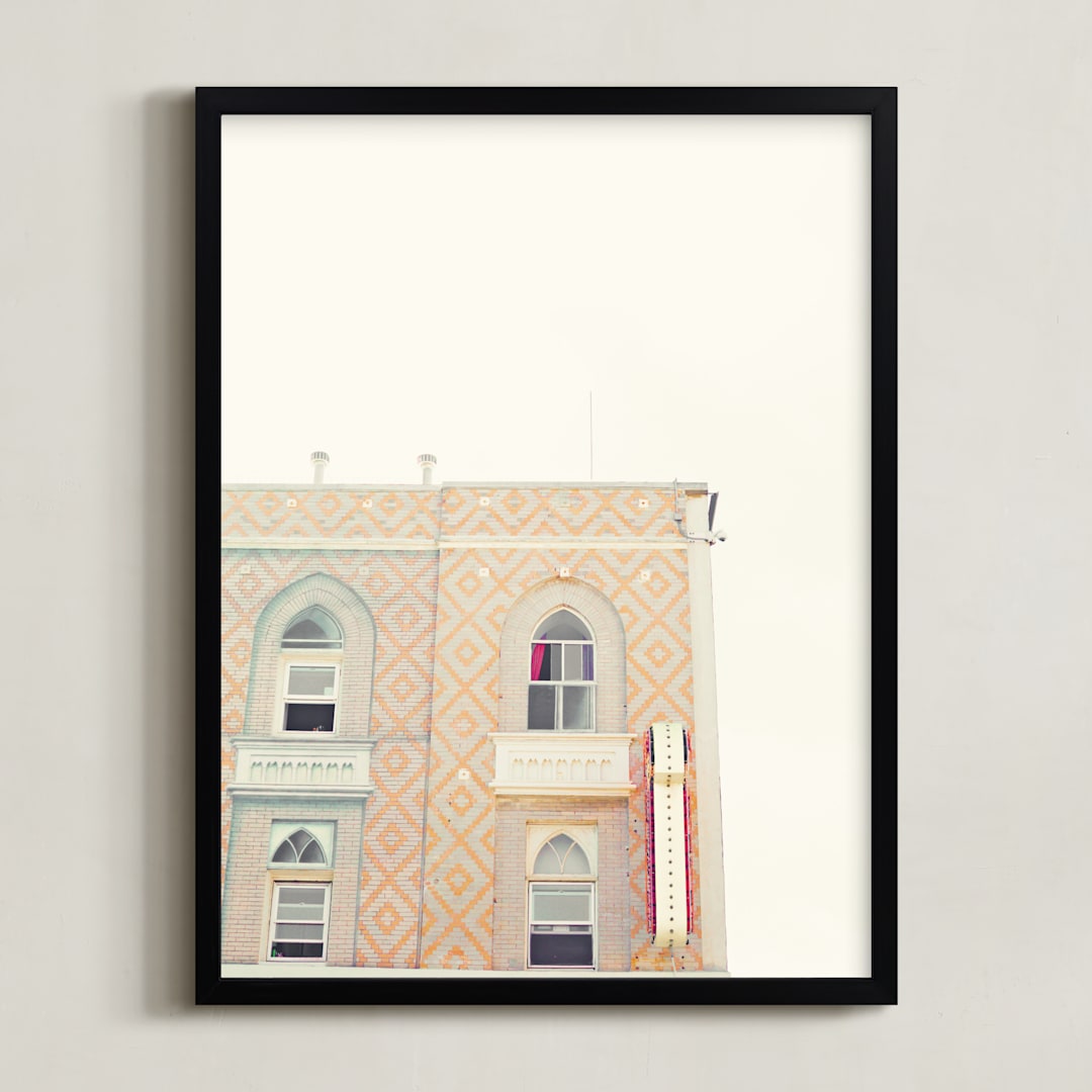 "Cool Venice" - Art Print in Coral by Caroline Mint - Framed
