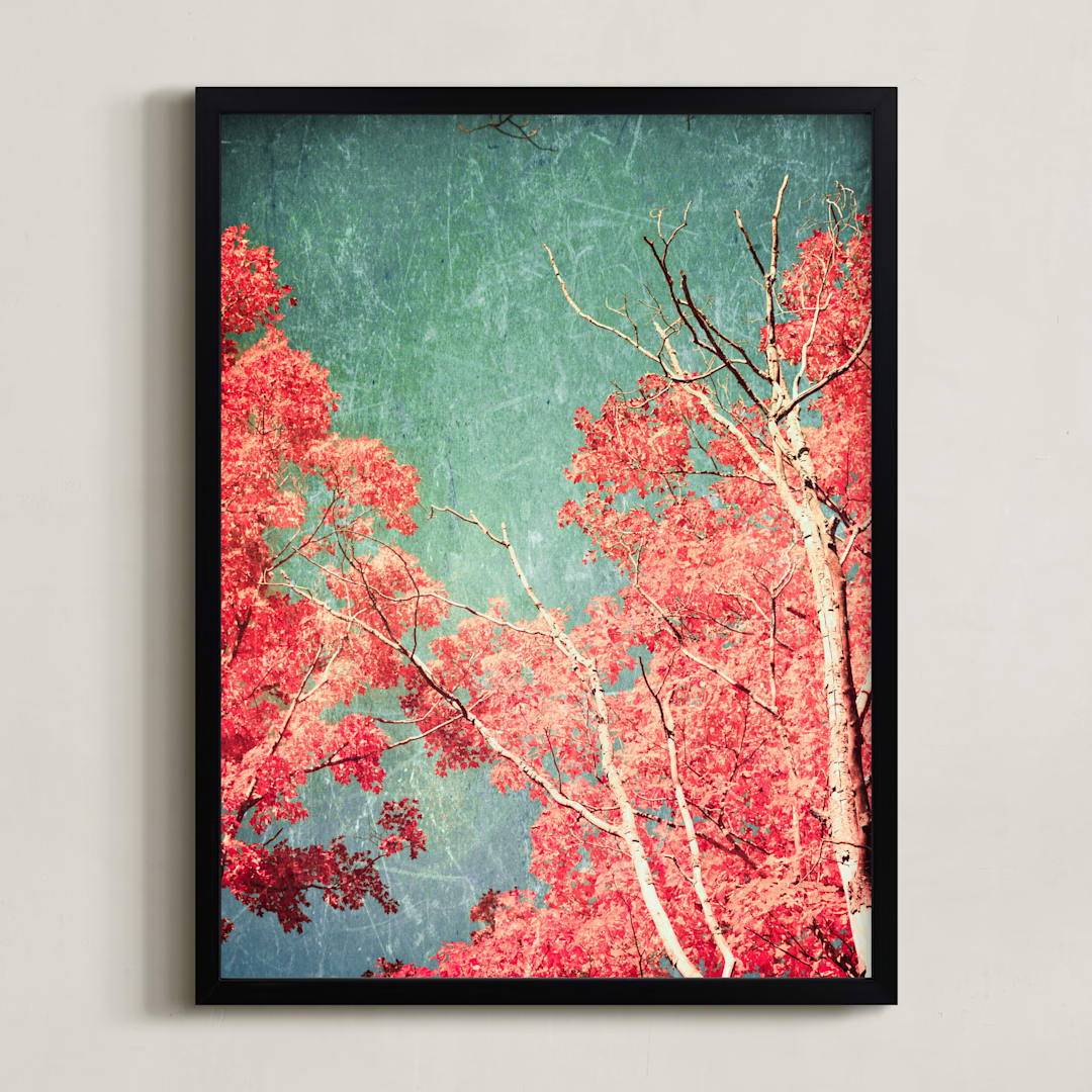 "Enchanted Woods I" - Art Print in Fall Leaves by Caroline Mint - Framed