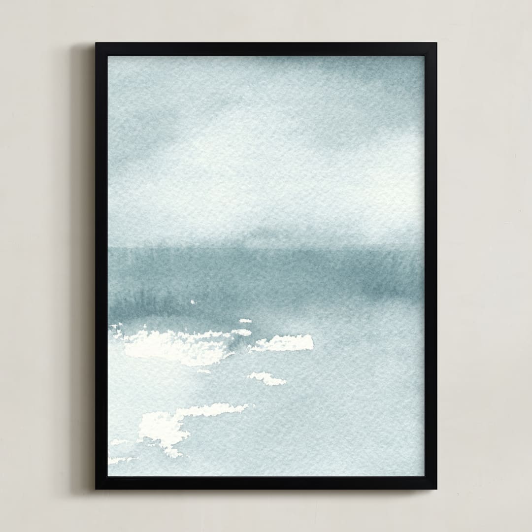 "Ice on the Lake" - Art Print in Ice Blue by Renee Anne Bouffard-McManus - Framed