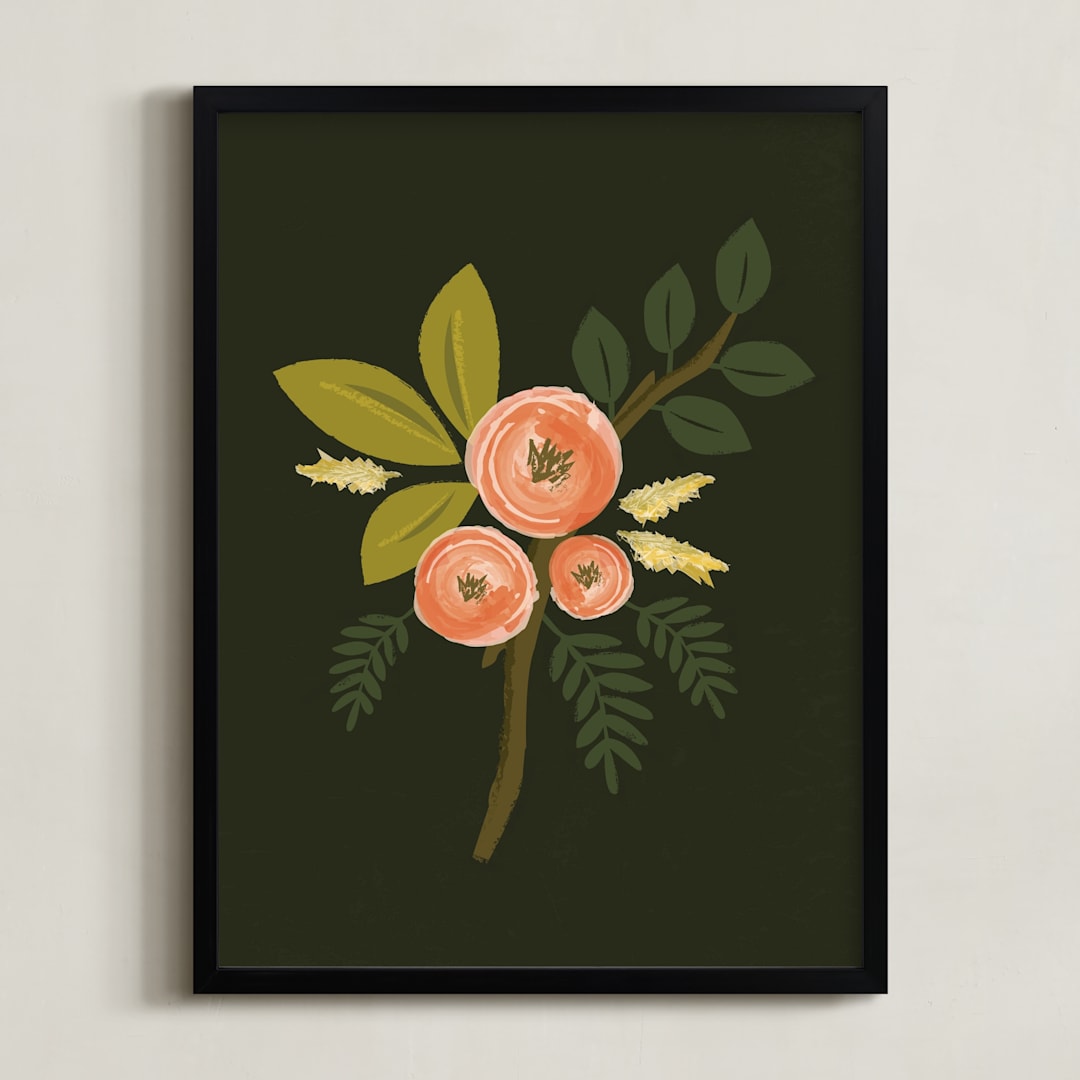 "Botanical no.1" - Art Print in Midnight by Karidy Walker - Framed