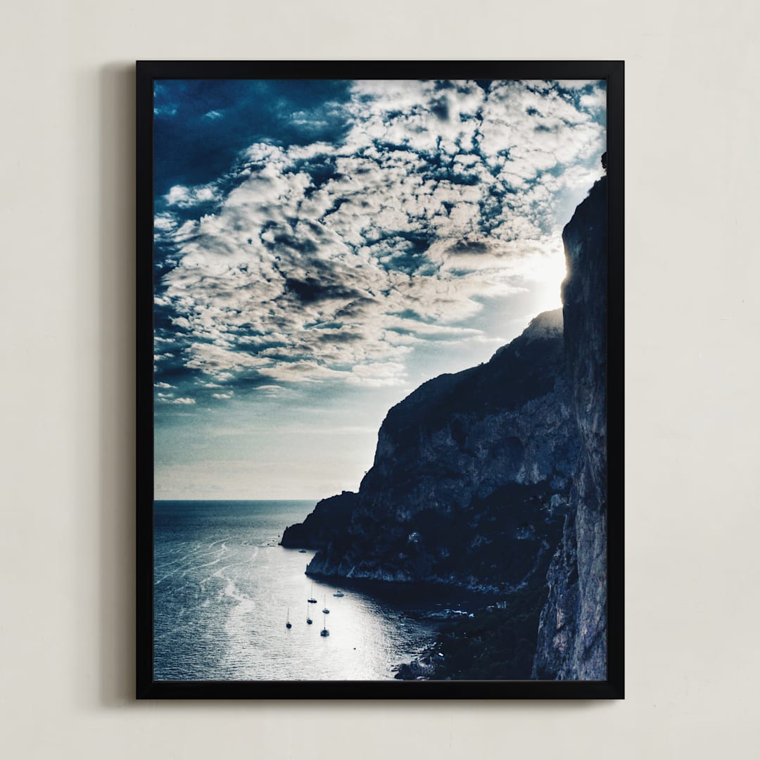 "Pinnacle" - Art Print in sea blue by Courtney Crane - Framed