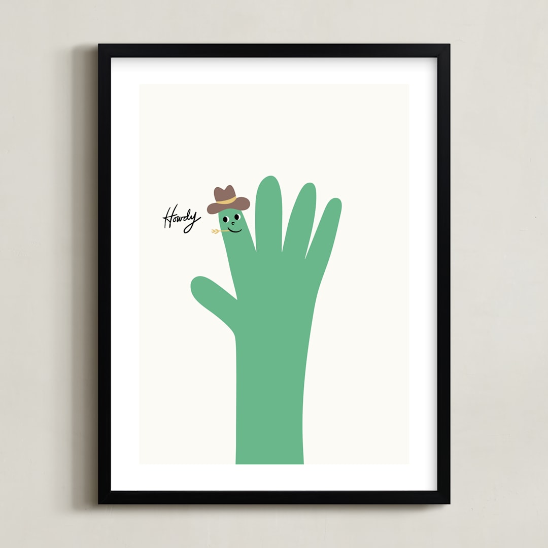 "Howdy" - Art Print in Cactus by mo kelley - Framed
