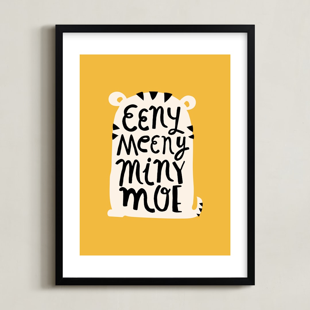 "Eeny Meeny" - Art Print in Golden Yellow by Ariel Rutland - Framed