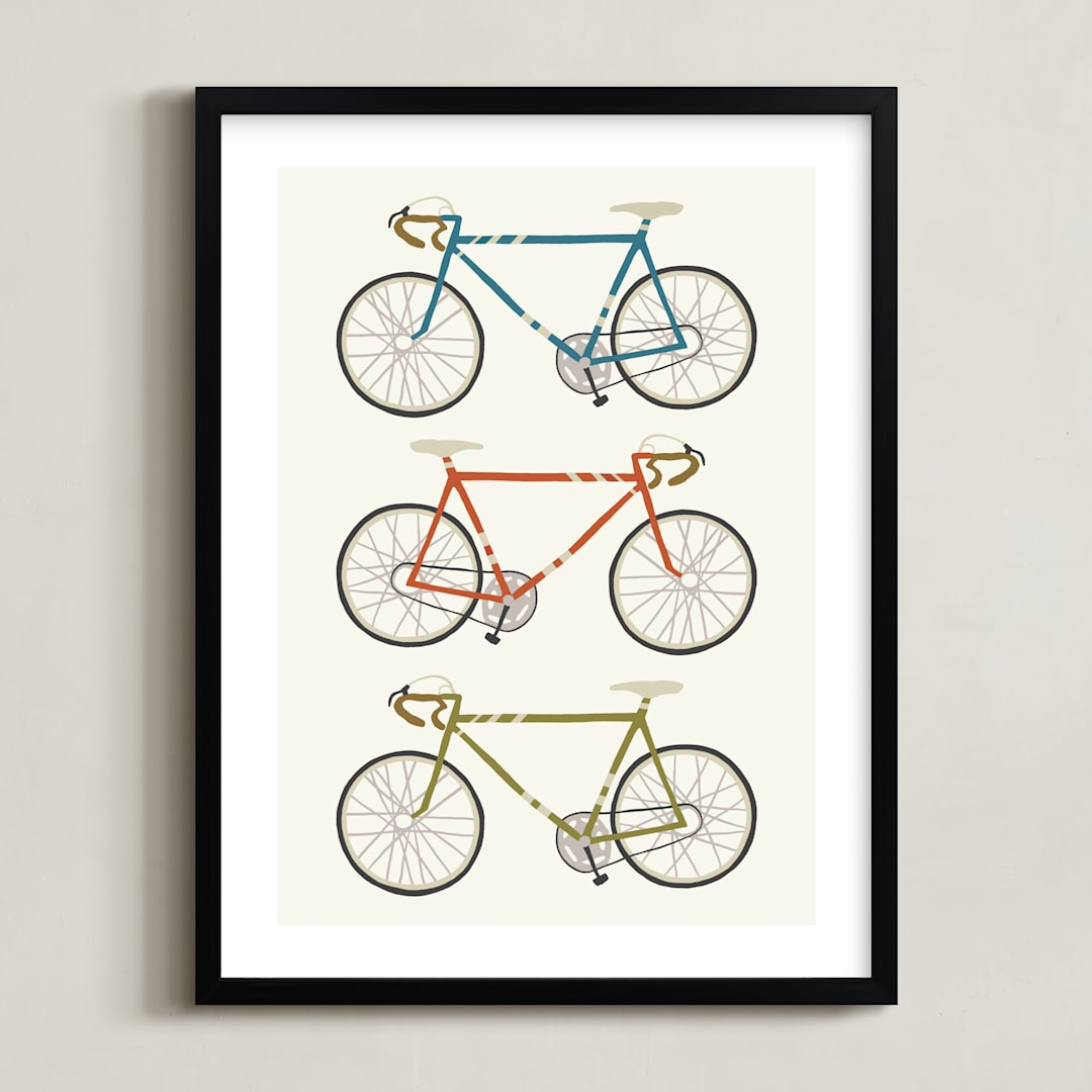 "vintage bike" - Art Print in Linen by Daily Design Co - Framed