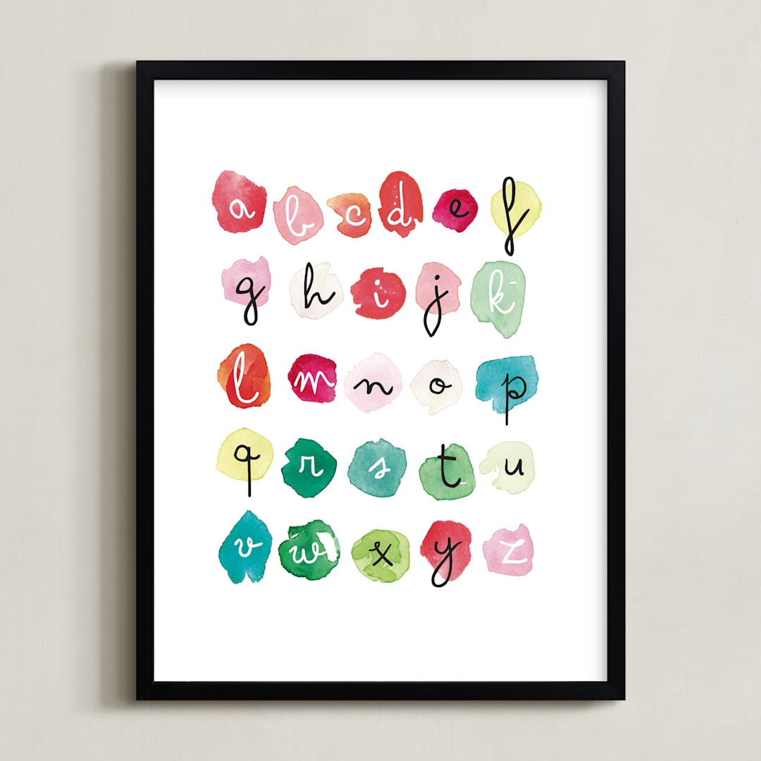 "Alpha Dots" - Art Print in Poppy Red by Kelly Ventura - Framed