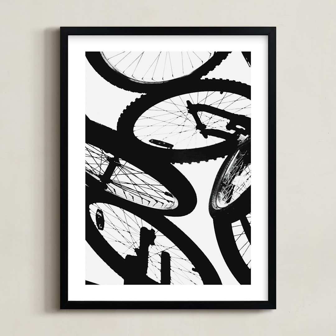 "Shadow Cycle" - Art Print in Tire by Beth Murphy - Framed