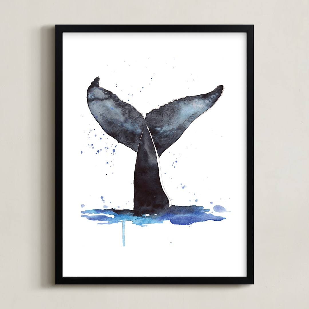 "Whale Tale" - Art Print in Splash by Kelsey McNatt - Framed