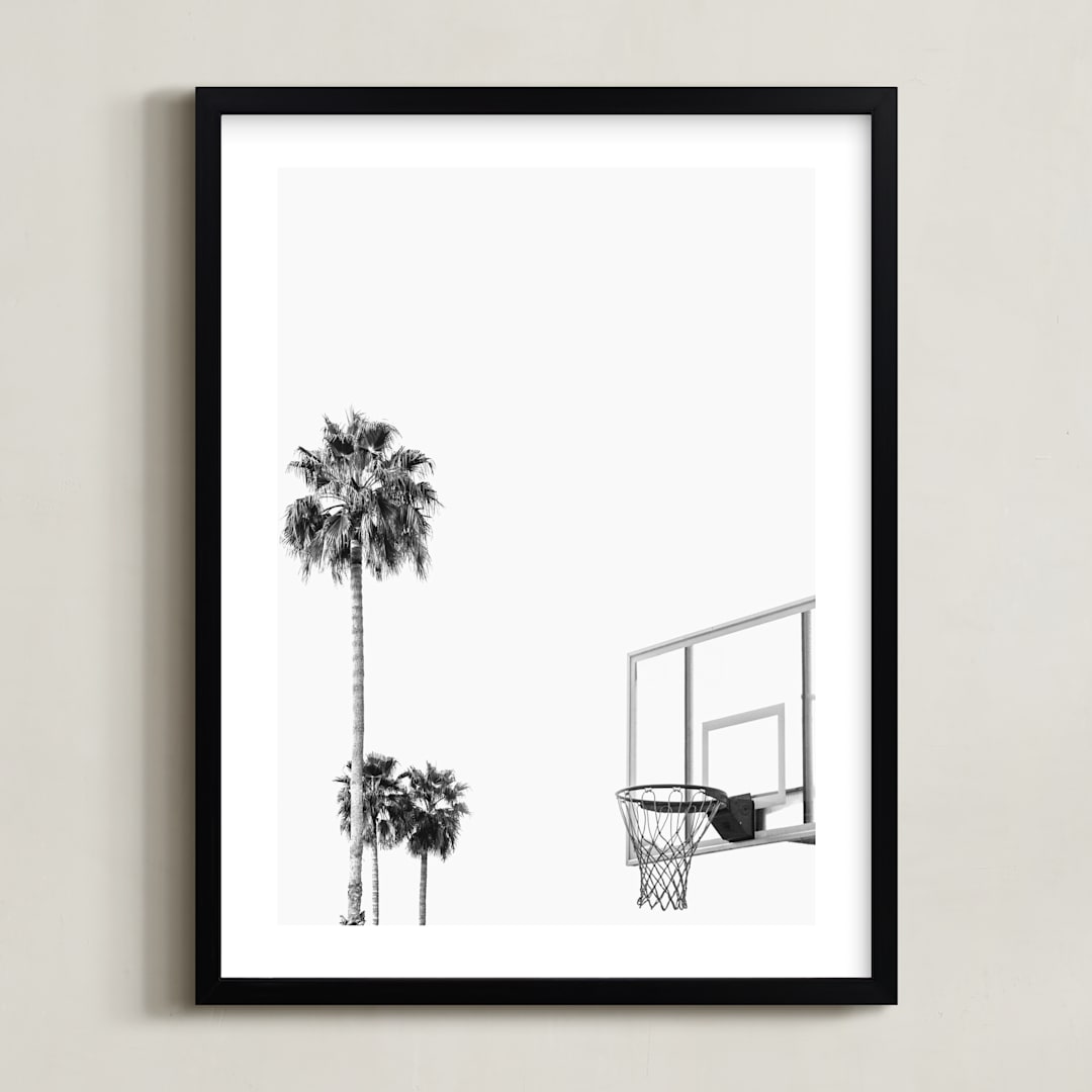 "Hoops and Palms" - Art Print in white by Irene Suchocki - Framed