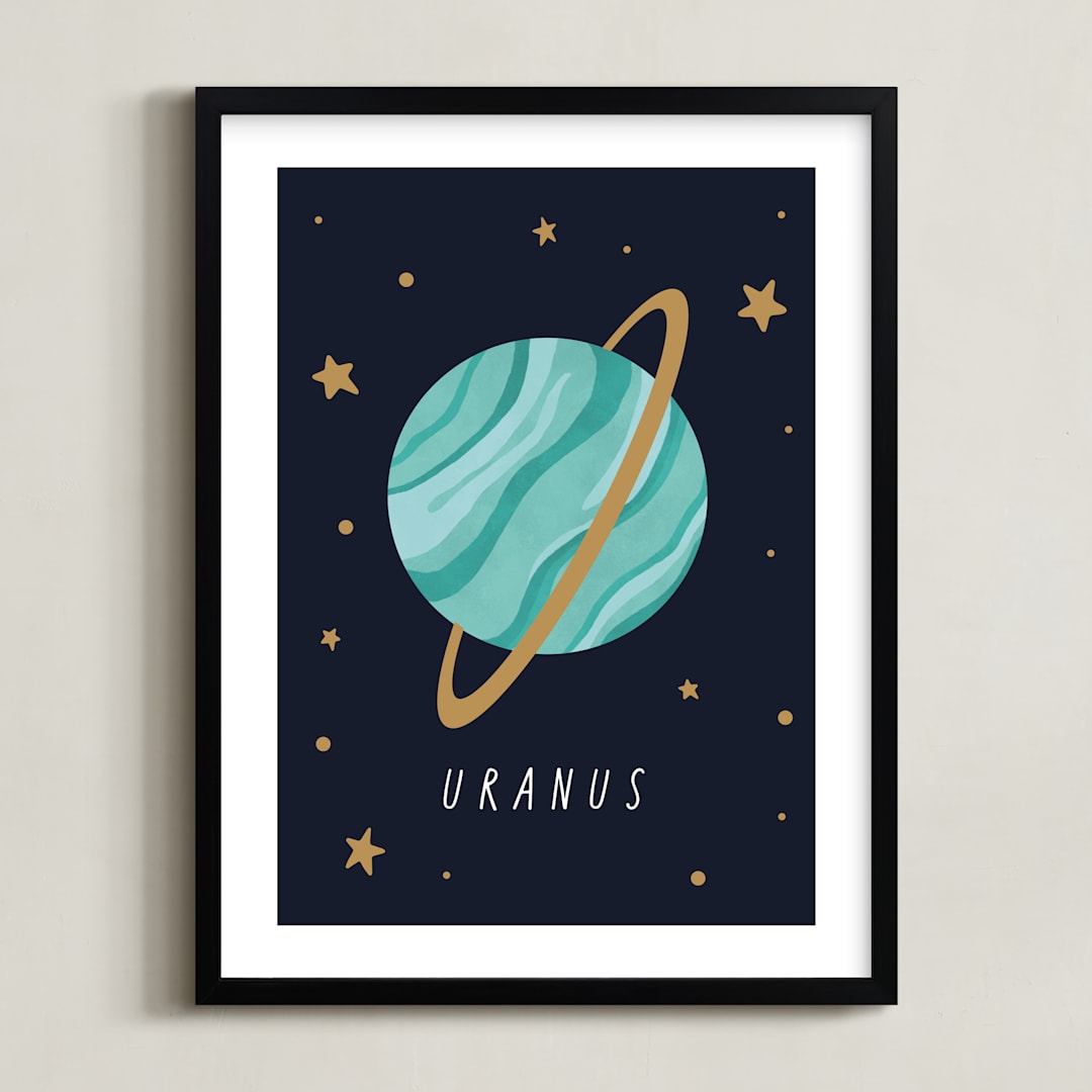 "Solar System IV (Uranus)" - Art Print in Night by Elly - Framed