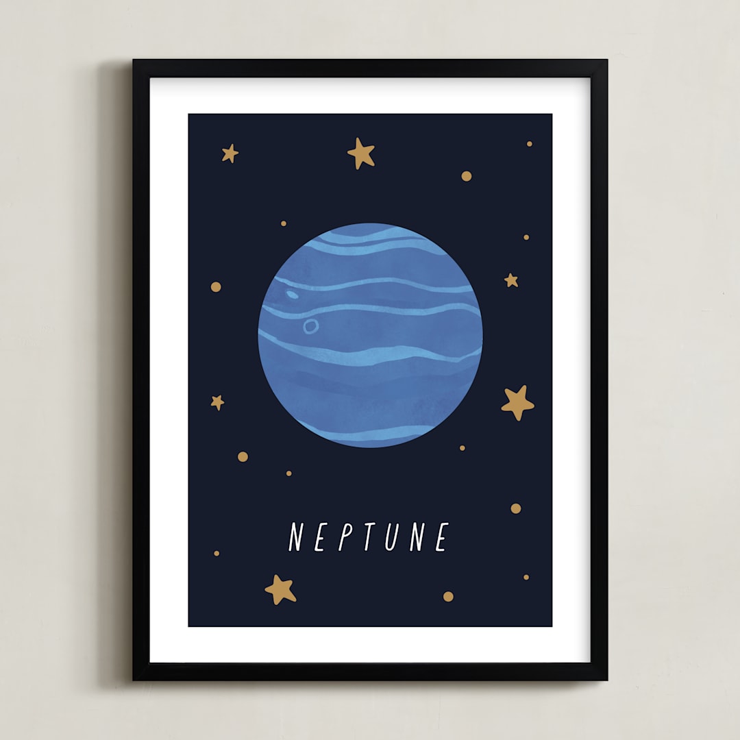 "Solar System V (Neptune)" - Art Print in Night by Elly - Framed