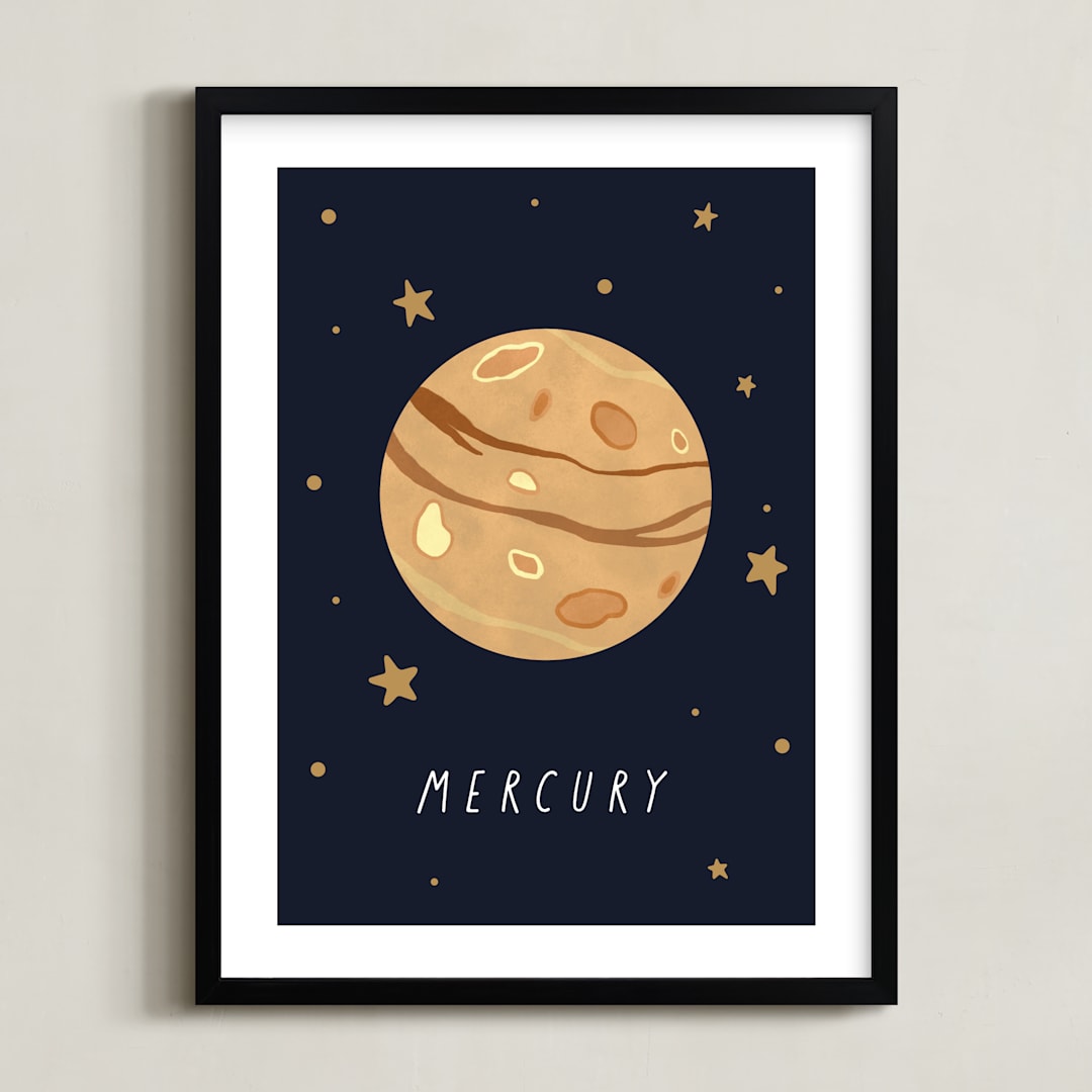 "Solar System VIII (Mercury)" - Art Print in Night by Elly - Framed