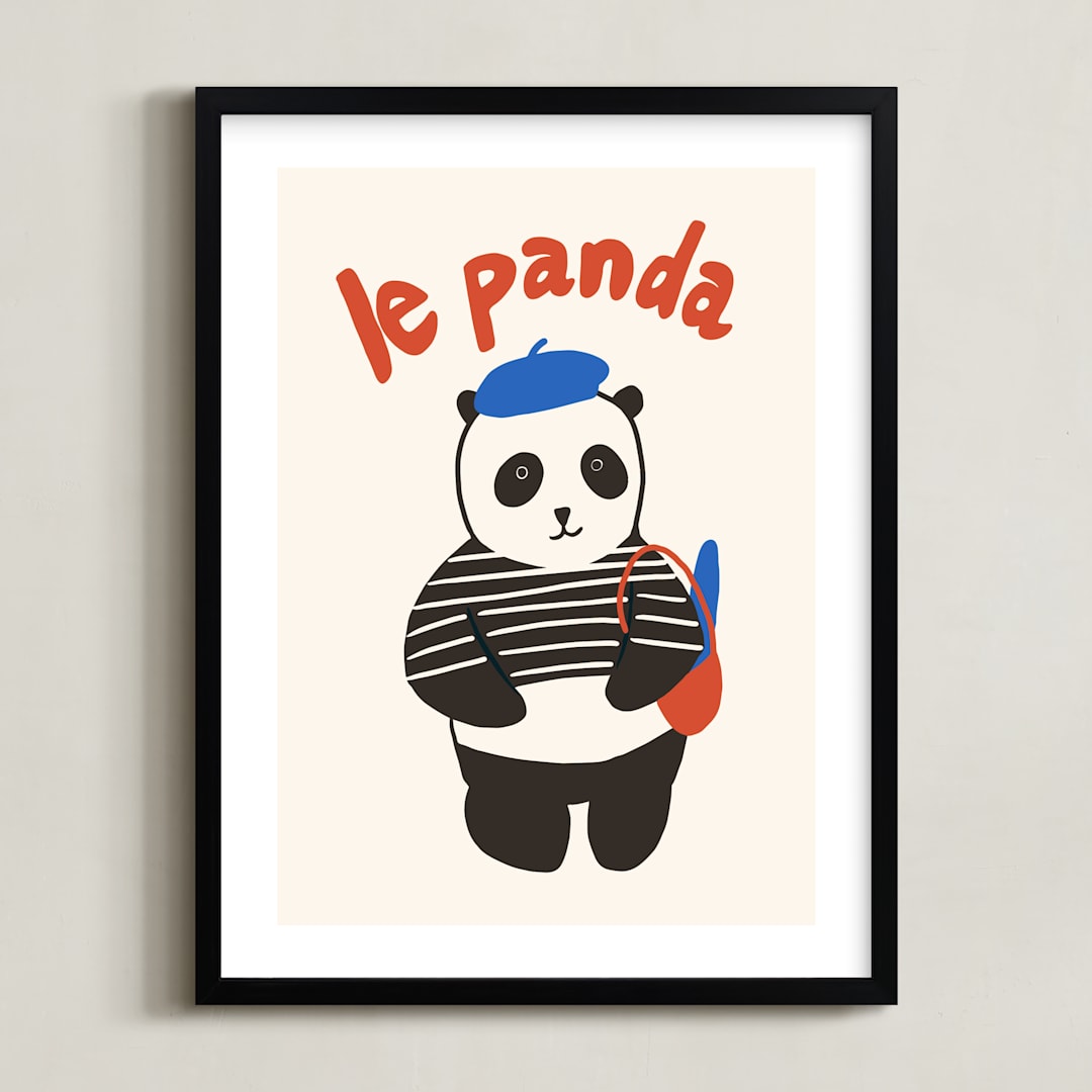 "French Panda" - Art Print in Ink by Morgan Kendall - Framed