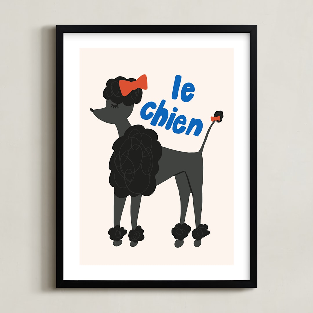 "French Dog" - Art Print in Charcoal by Morgan Kendall - Framed