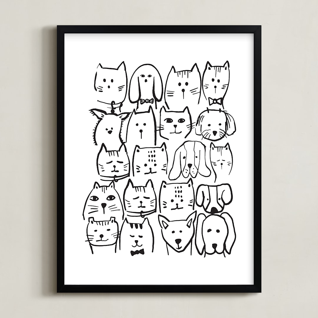 "I Want A Million Pets II" - Art Print in Galaxy by Lucrecia Caporale - Framed