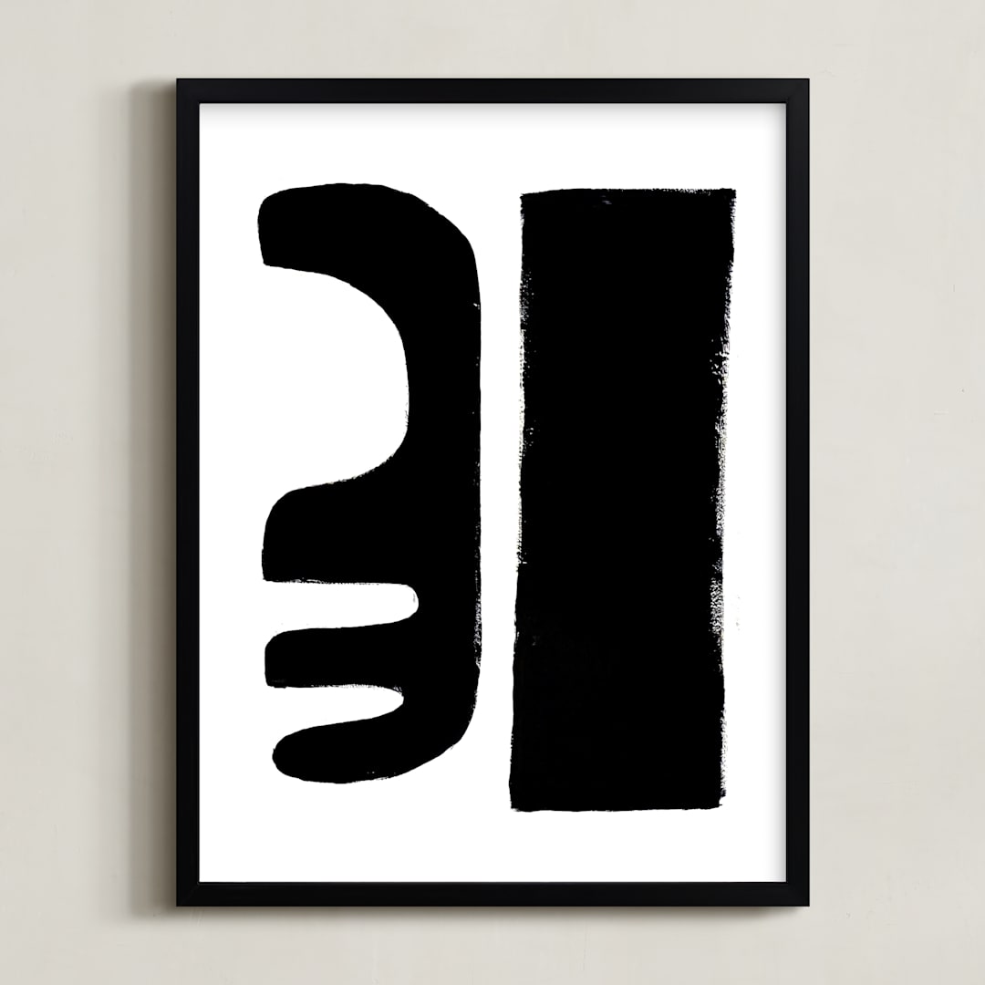 "Abstract Forms" - Art Print in Black and White by Ilana Greenberg - Framed