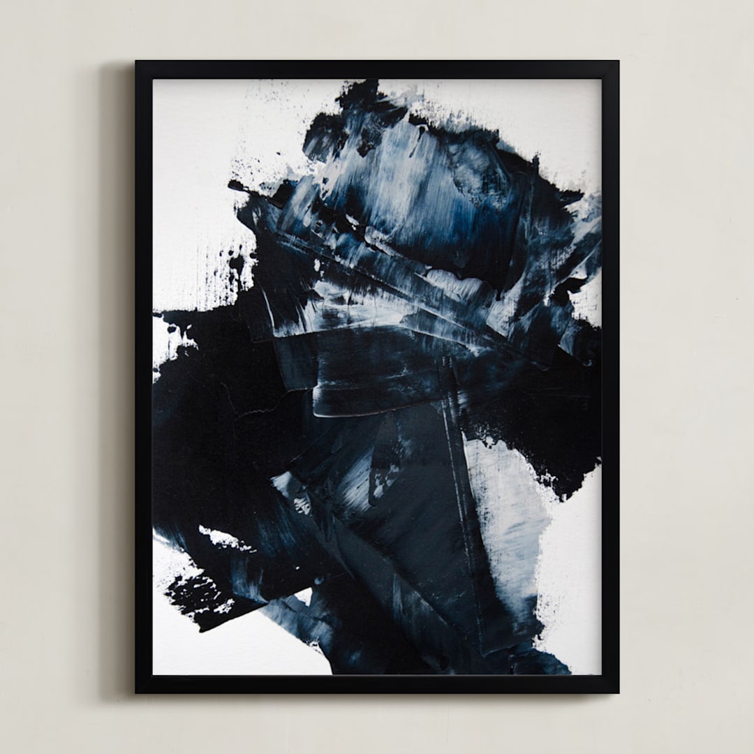 "Sketch 21" - Art Print in Navy Blue by Sara Kraus - Framed