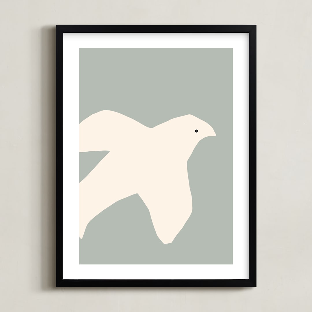 "Summer Dove" - Art Print in Sky Gray Blue by Coit Creative - Framed