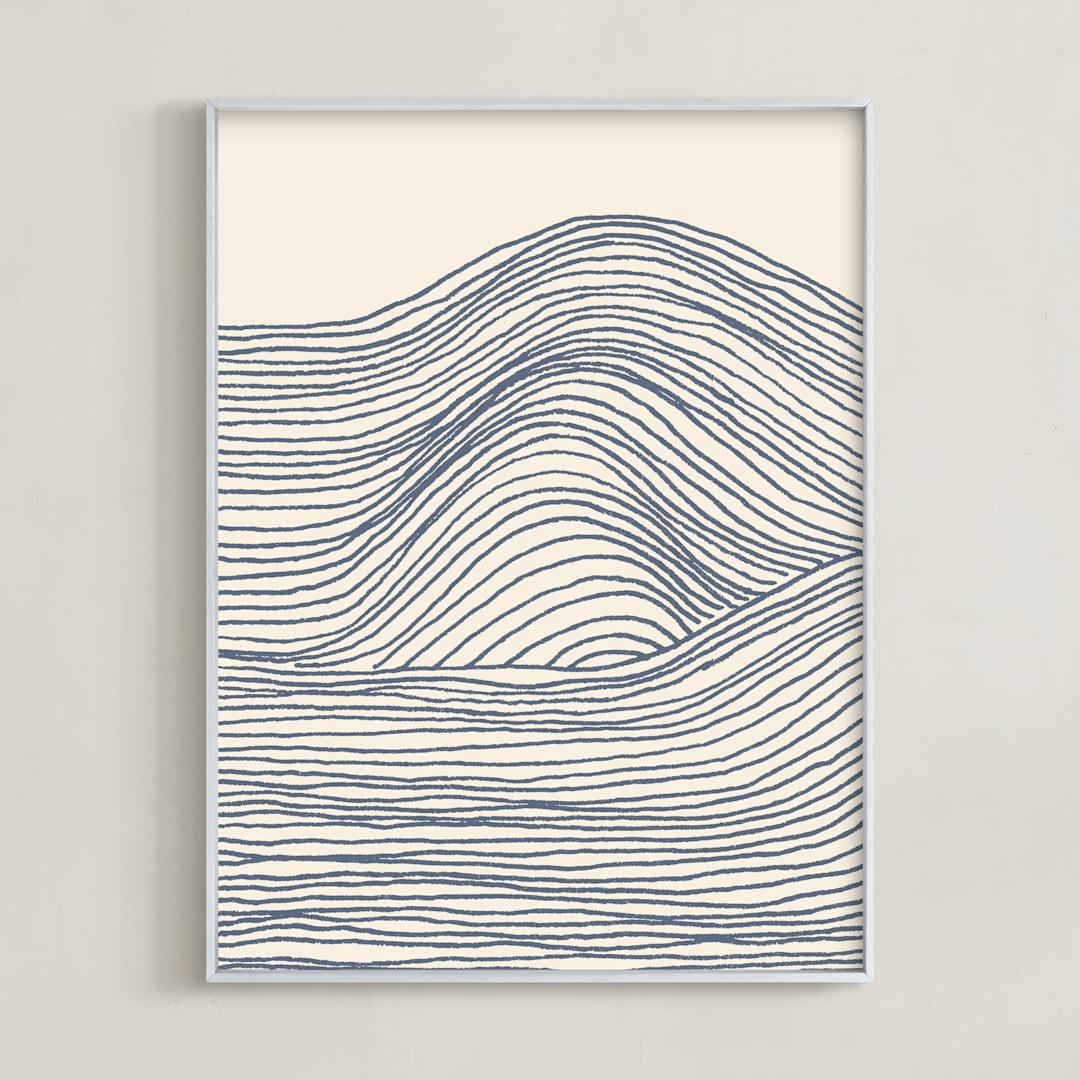 "Rolling Waves I" - Art Print in Deep Ocean by Jayne Alfieri - Framed