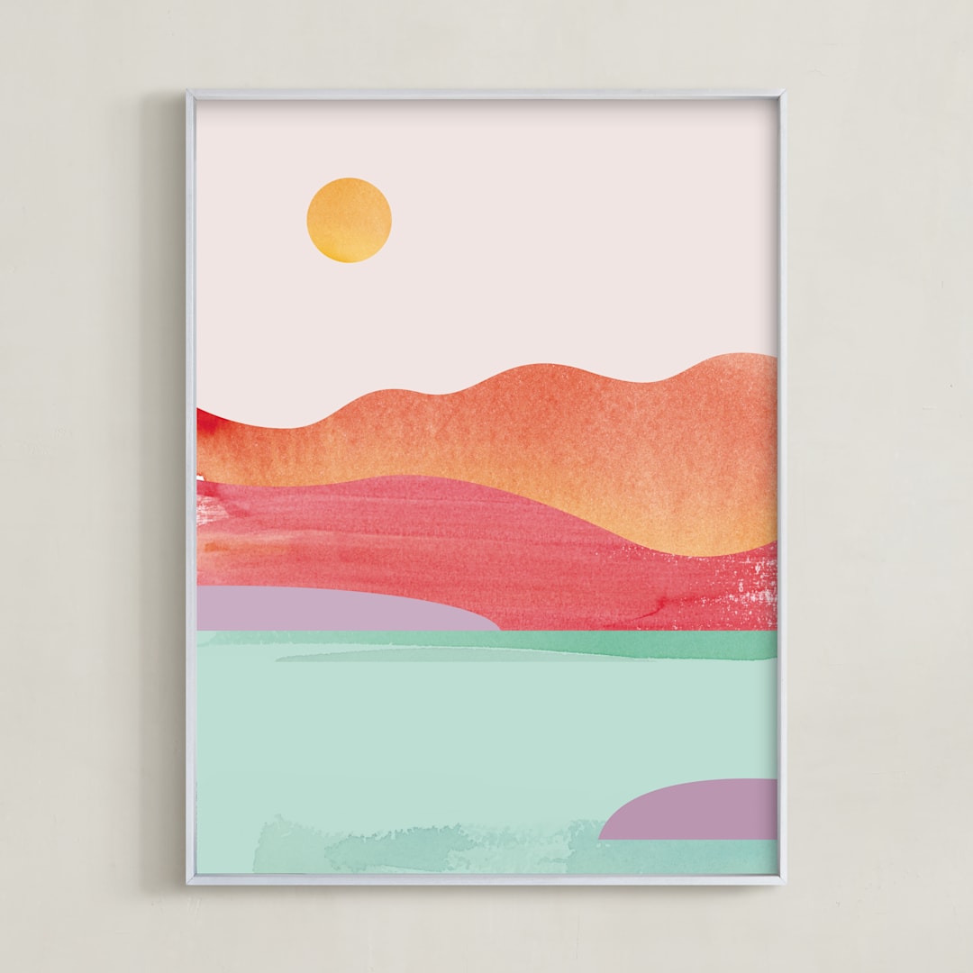 "Looking Far West" - Art Print in Pink Blush by sue prue - Framed