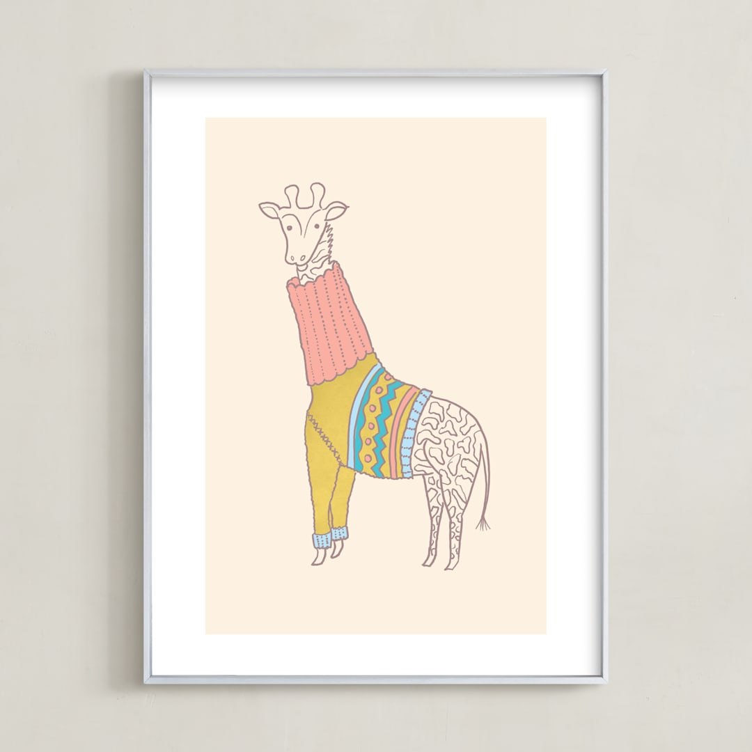 "Fiesta Turtleneck" - Art Print in Tutti Fruiti by Meg Gleason - Framed